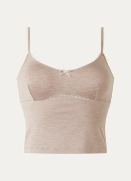 Lounge Dames Mouwloze pyjamatop in de kleur Donkerbeige, maat: S