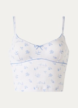 Lounge Dames Pyjamatop met print in de kleur Wit, maat: L