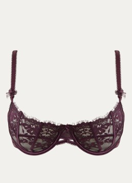 Lounge Dames Roxanna balconette bh van mesh in de kleur Aubergine, maat: D80