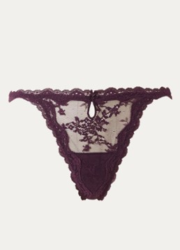 Lounge Dames Adorn string van mesh in de kleur Aubergine, maat: XL