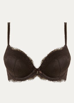 Lounge Dames Voorgevormde beugel bh met overlay van mesh in de kleur Donkerbruin, maat: E70