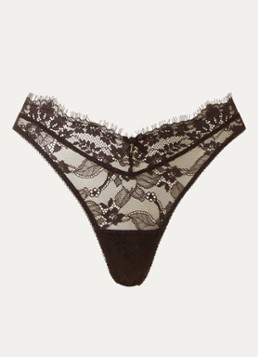 Lounge Dames String van mesh in de kleur Donkerbruin, maat: L
