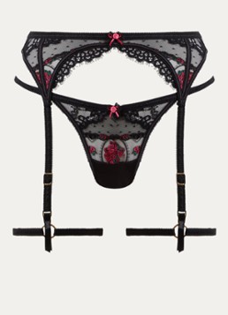 Lounge Dames Marielle jarretels van mesh in de kleur Zwart, maat: S