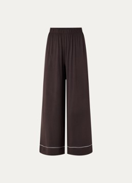 Lounge Dames Pyjamabroek met contrasterende bies in de kleur Chocoladebruin, maat: XL
