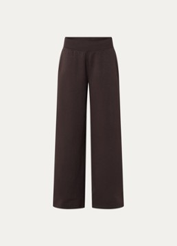 Lounge Dames Mid waist wide fit joggingbroek met steekzakken in de kleur Chocoladebruin, maat: M