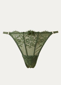 Lounge Dames Tempt string van kant in de kleur Legergroen, maat: XL