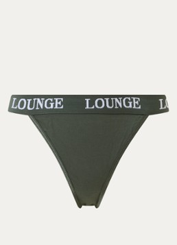 Lounge Dames Tanga met logoband in de kleur Olijfgroen, maat: XL