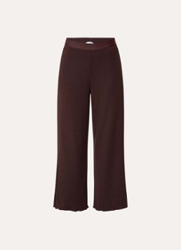Lounge Dames Pyjamabroek met structuur in de kleur Donkerbruin, maat: XL