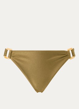 Sam Friday Dames Isla bikinislip met metallic finish in de kleur Mosgroen, maat: S