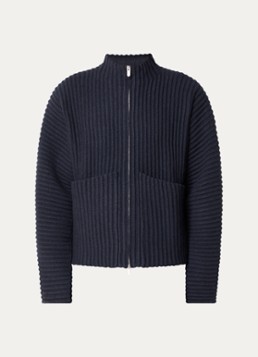 Seventh Heren Globe grofgebreid vest van merino wol in de kleur Donkerblauw, maat: L