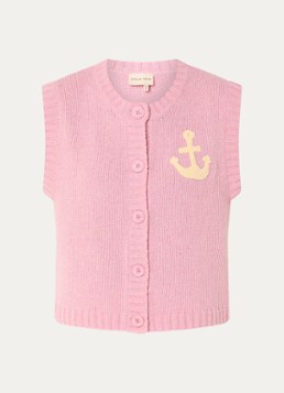 Stella Nova Dames Grofgebreid gilet met logo in de kleur Roze, maat: 36