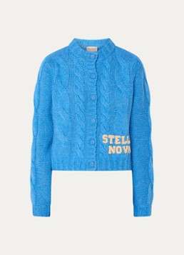 Stella Nova Dames Grofgebreide vest in wolblend met logo in de kleur Blauw, maat: 36