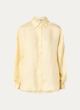 Stella Nova Dames Blouse van zijde met strikdetail in de kleur Lichtgeel, maat: 36