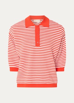 Stella Nova Dames Oversized polo met streepprint in de kleur Rood, maat: 36