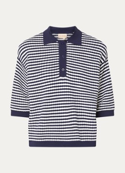 Stella Nova Dames Oversized polo met streepprint in de kleur Donkerblauw, maat: 34