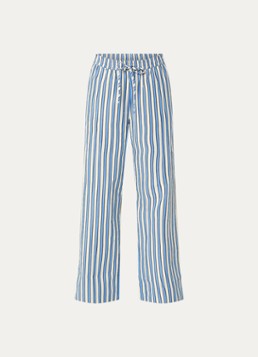 Stella Nova Dames High waist loose fit broek met streepprint in de kleur Blauw, maat: 40