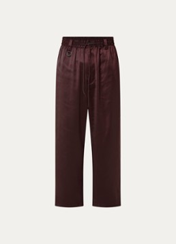 Y-3 Heren Loose fit trainingsbroek van satijn met streepprint in de kleur Bordeauxrood, maat: S