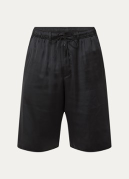 Y-3 Heren Loose fit korte broek van satijn in de kleur Zwart, maat: L