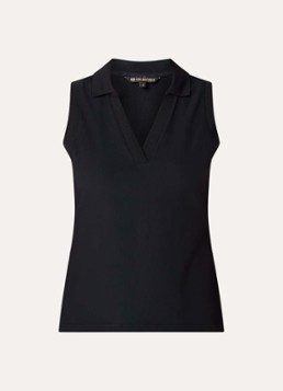 Goldbergh Dames Caroline top met ribstructuur en polokraag in de kleur Zwart, maat: XL