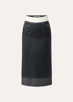 Róhe Dames Inside-Out midi rok in scheerwolblend in de kleur Antraciet, maat: 40