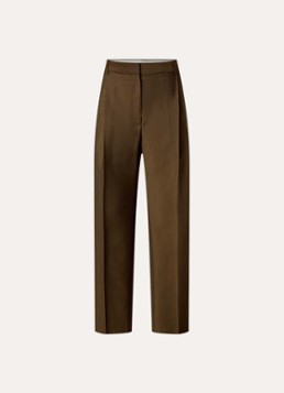 Róhe Dames Mid waist straight fit pantalon in wolblend met persplooi in de kleur Roestbruin, maat: 38