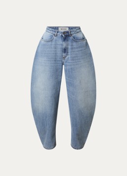 Róhe Dames High waist balloon fit jeans met medium wassing in de kleur Indigo, maat: 34