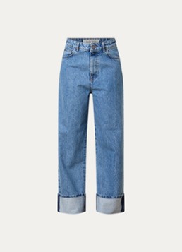Róhe Dames Rixt low waist loose fit jeans met lichte wassing in de kleur Indigo, maat: 36
