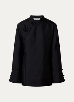 Róhe Dames Blouse van zijde met overslag in de kleur Zwart, maat: 38