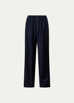 Róhe Dames High waist wide fit pantalon van zijde in de kleur Donkerblauw, maat: 38