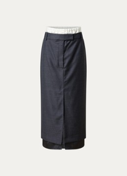 Róhe Dames Midi kokerrok van wol met split in de kleur Grijs, maat: 34