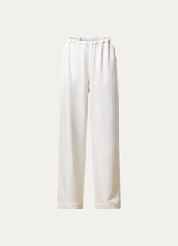 Róhe Dames High waist flared fit broek van satijn in de kleur Gebroken wit, maat: 40