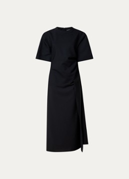 Róhe Dames Maxi jurk met split en ronde hals in de kleur Zwart, maat: 34