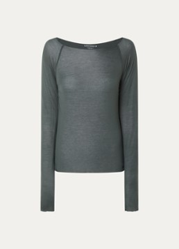Björn Borg Dames Semi-transparante top met boothals in de kleur Bronsgroen, maat: M