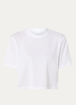 Björn Borg Dames Cropped T-shirt met logoprint in de kleur Wit, maat: S