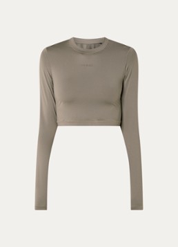Björn Borg Dames Cropped trainings longsleeve met logo in de kleur Zand, maat: L