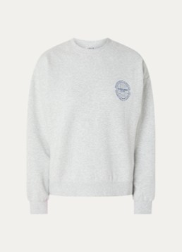 Björn Borg Dames Boyfriend sweater met front- en backprint in de kleur Lichtgrijs, maat: S