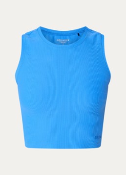 Björn Borg Dames Cropped tanktop met structuur in de kleur Kobaltblauw, maat: L