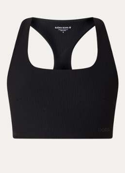 Björn Borg Dames Studio sport bh met ribstructuur en medium support in de kleur Zwart, maat: XS