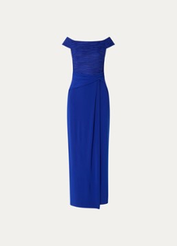 Joseph Ribkoff Dames Off shoulder maxi jurk met lurex in de kleur Kobaltblauw