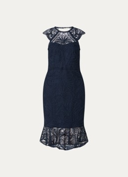 Joseph Ribkoff Dames Midi jurk met borduring in de kleur Donkerblauw