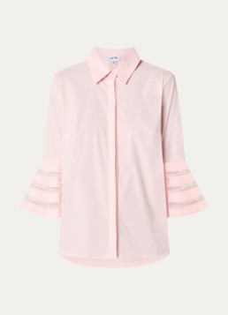Joseph Ribkoff Dames Blouse met kraag en trompetmouwen in de kleur Zalmroze