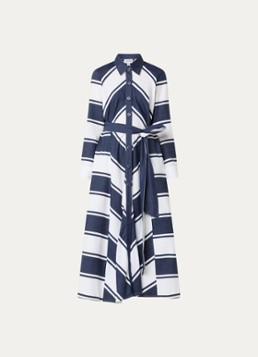 Joseph Ribkoff Dames Midi blousejurk met strikceintuur en print in de kleur Donkerblauw
