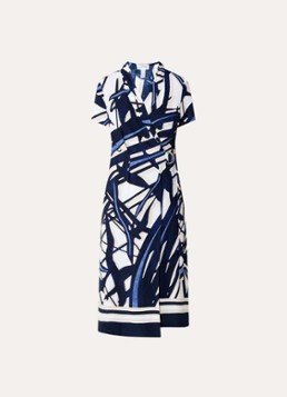 Joseph Ribkoff Dames Midi wikkeljurk met grafische print in de kleur Donkerblauw