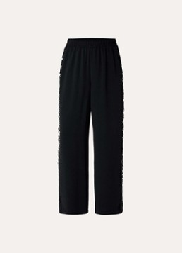 Joseph Ribkoff Dames High waist wide fit pantalon met broderie en opengewerkt detail in de kleur Zwart