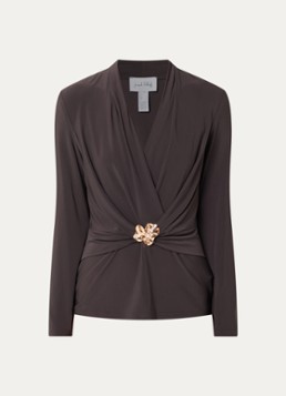Joseph Ribkoff Dames Top met V-hals in de kleur Donkerbruin