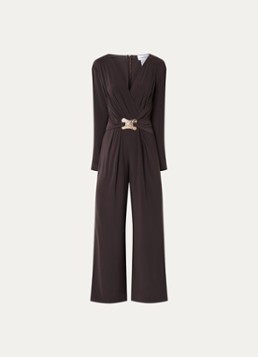 Joseph Ribkoff Dames Wide fit jumpsuit met knoopdetail in de kleur Donkerbruin