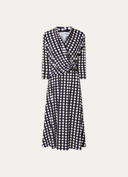 Joseph Ribkoff Dames Midi jurk met print en kettingdetail in de kleur Hazelnootbruin