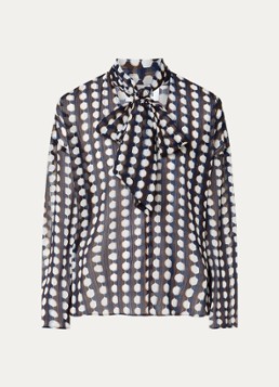 Joseph Ribkoff Dames Tuniek met print en strikkraag in de kleur Donkerbruin