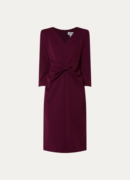 Joseph Ribkoff Dames Midi jurk met schoudervulling en strikdetail in de kleur Aubergine