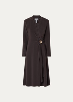 Joseph Ribkoff Dames Midi jurk met knoopdetail in de kleur Donkerbruin